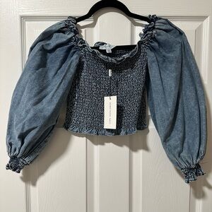 Something Navy Denim Blouse